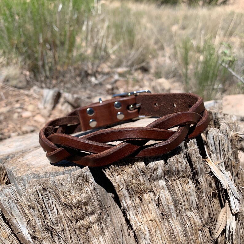 Braided Leather Dog Collar Etsy