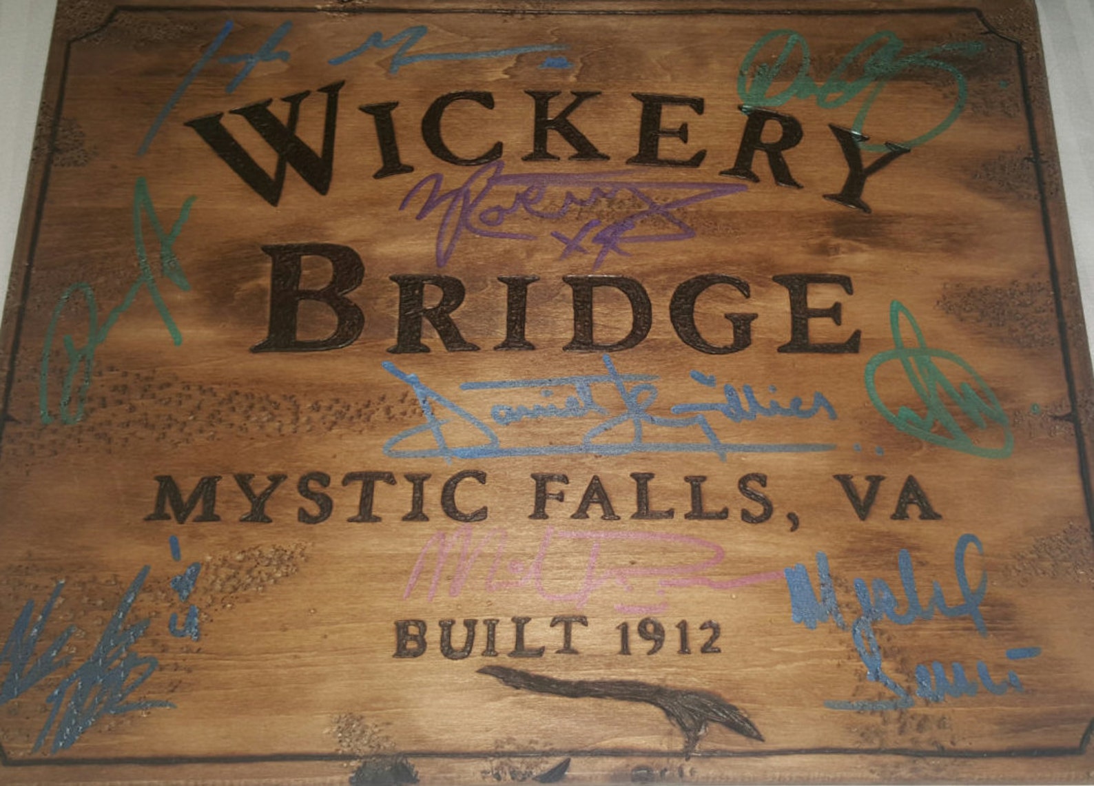 Wood Burned Wickery Bridge sign The Vampire Diaries Etsy