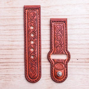 Scrollwork Tooled Leather Apple Watch Band
