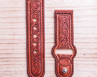 Scrollwork Tooled Leather Apple Watch Band