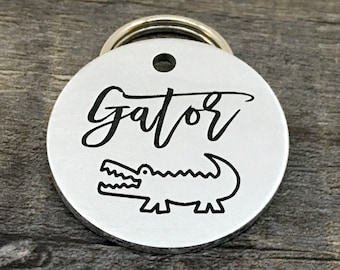 Engraved pet tag, dog tag personalized, pet id tags, microchip dog tag, tropical pet tag, alligator id tag, coastal pet tag