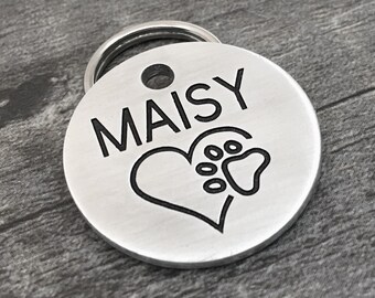 Pet id tag, dog tags for dogs, engraved pet tag, personalized dog tag, heart pet tag
