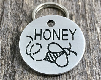 Dog tag for dogs,  Pet id tag,  Engraved id tag, Personalized id tag,  Honey bee pet tag, Bumblebee dog tag