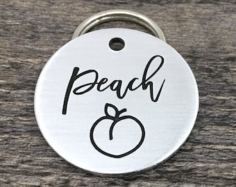 Pet id tag, dog tags personalized, collar name tag, dog tags, dog tags for dogs, engraved pet tag, peach pet tag