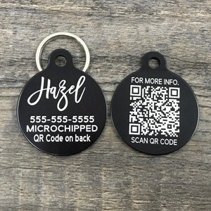 QR CODE pet tag, engraved dog tags, QR code id dog tag, scannable id tag,  qr code, pet id tags, dog tags for dogs,  dog tag personalized