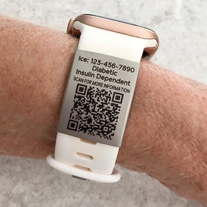 Medical alert id bracelet, QR Code for id bracelet, ICE emergency id, QR Code bracelet, med id for silicone band, id for apple watch