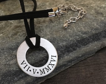 Washer necklace, sobriety gift, sobriety jewelry for women, recovery date necklace, sober date jewelry, recovery jewelry