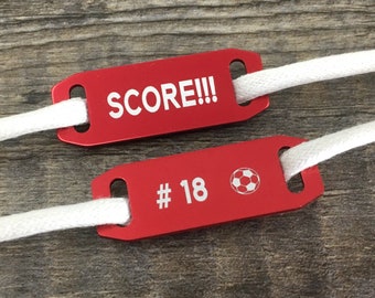 Shoe tags, shoelace tags, shoe charms, motivation gift, fundraiser,  soccer player shoe tags, gift for soccer players, sold individually