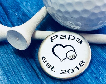 Custom golf ball marker - Gift for dad -  Grandpa golfer - New Dad gift - Golf accessory - Engraved golf gift