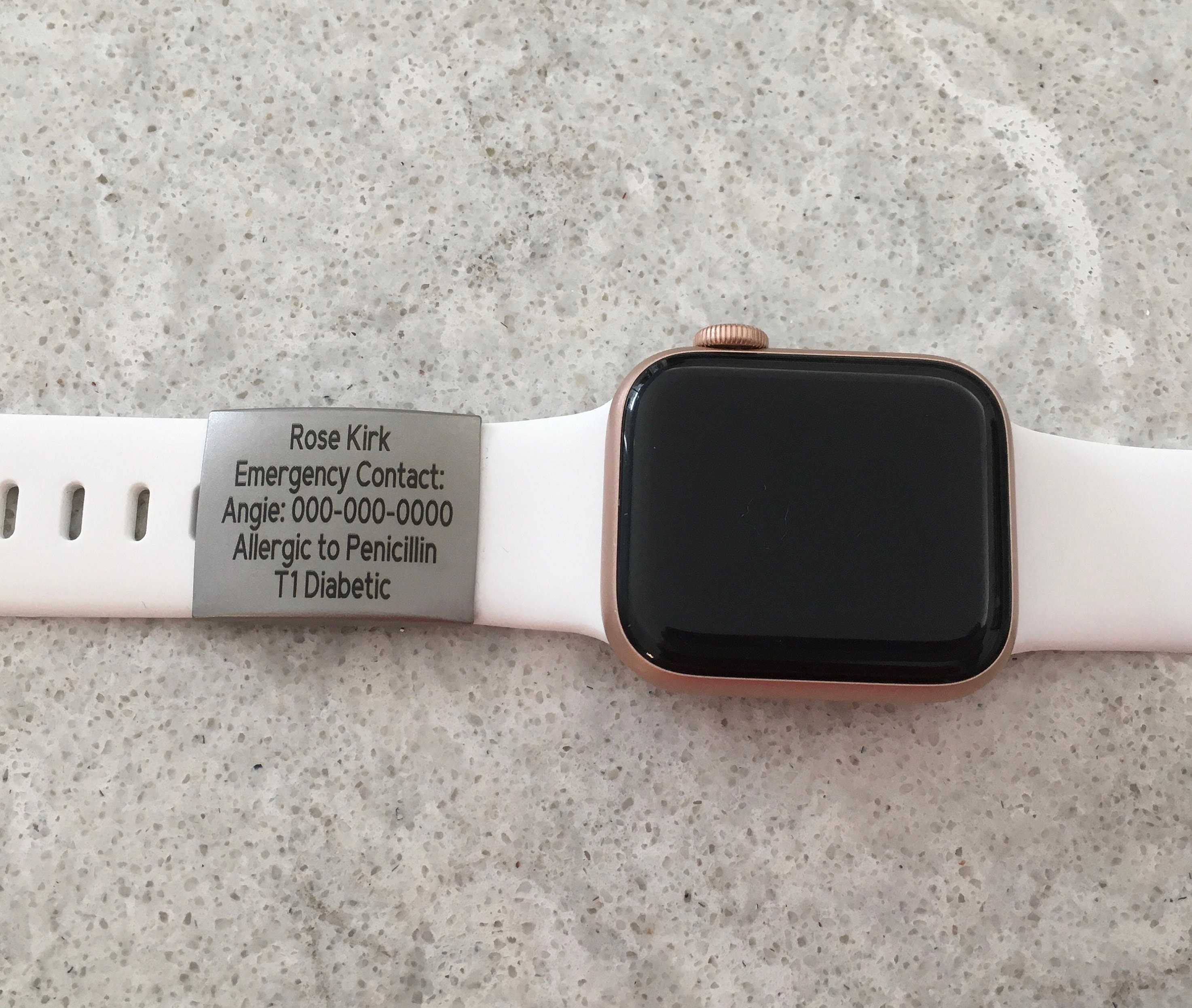 Etiqueta de identificación de alerta para correa de reloj, placa de  seguridad grabada con láser para Apple Watch, etiqueta de identificación  para