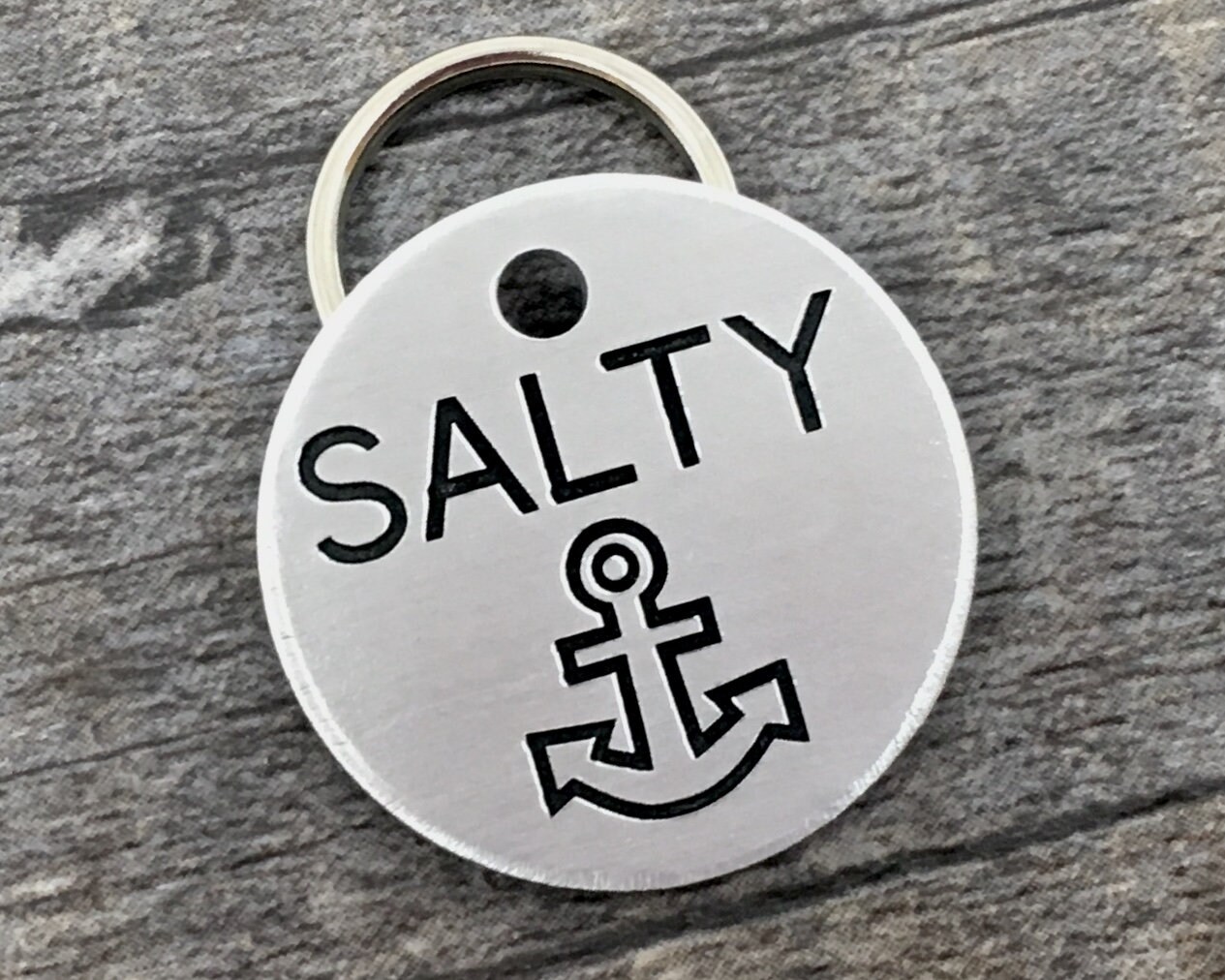 Nautical dog tag with anchor Pet id tag dog Engraved pet Etsy