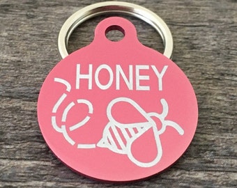 Pet id tags, dog tags for dogs, custom engraved pet tag, dog tag personalized, honey bee pet tag, bumblebee dog tag