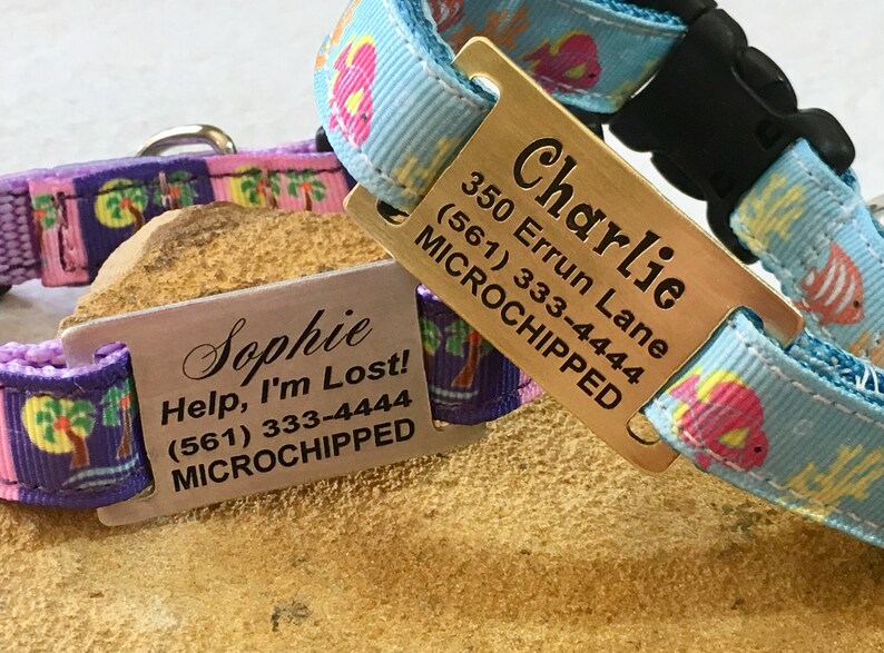 Slide on Dog Tag Quiet Id Tag Dog Tag Pet Id Tag Custom Etsy