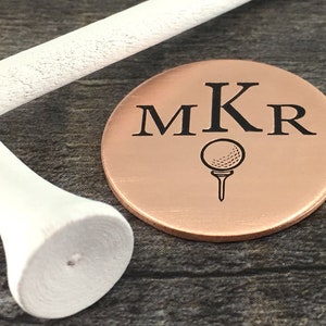 Monogram ball marker, golf ball marker,  golf lover gift,  groomsmen gift,  Gift for dad, custom ball marker, two toned, magnetic marker