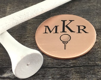 Monogram ball marker, golf ball marker,  golf lover gift,  groomsmen gift,  Gift for dad, custom ball marker, two toned, magnetic marker