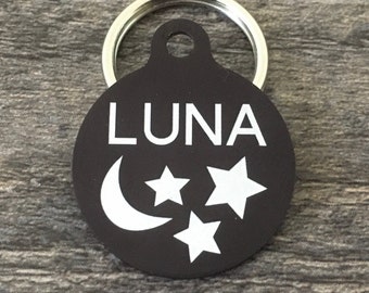 Engraved pet tags, pet id tags, dog tags for dogs, luna pet tag, star dog Id tag