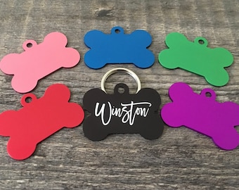 dog tags for dogs, custom engraved pet tag, bone pet Id tag, dog collar name tag, dog tag personalized