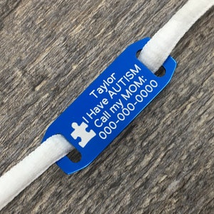Autistische medizinische Schuhmarke, für den Notfall, besondere Bedürfnisse id, autistische Id, Eis Id-Tag, benutzerdefinierte Id-Tag