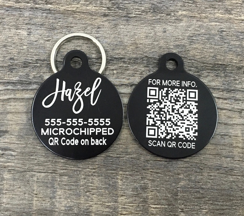 QR CODE Pet Tag Engraved Dog Tags QR Code Id Dog Tag Etsy