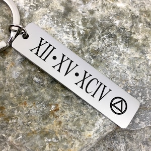aa anniversary, sober date, sobriety gift, recovery date keyring,  recovery date gift, na gift, recovery gift, sobriety keyring, sober gift