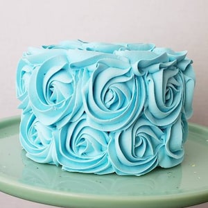 Blue Rosette Fake Cake: Photo Prop Display (4x4 inch)