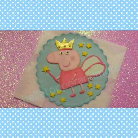 Peppa pig Fondant cake topper. Peppa pig edible topper . Peppa pig fairy cake topper. Il_570xn