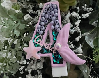 Mermaid Birthday Number Candle: Glittery Rhinestone Embellishments