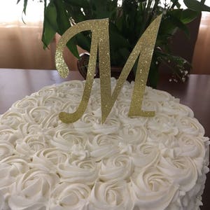 White Rosettes Fake/Faux Cakes with Glitter letter. 10 inches