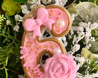 Gold-Pink Mouse Birthday Candle: Personalized Girl Party Decor
