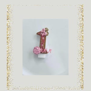 Gold-Pink Mouse Birthday Candle: Personalized Girl Party Decor