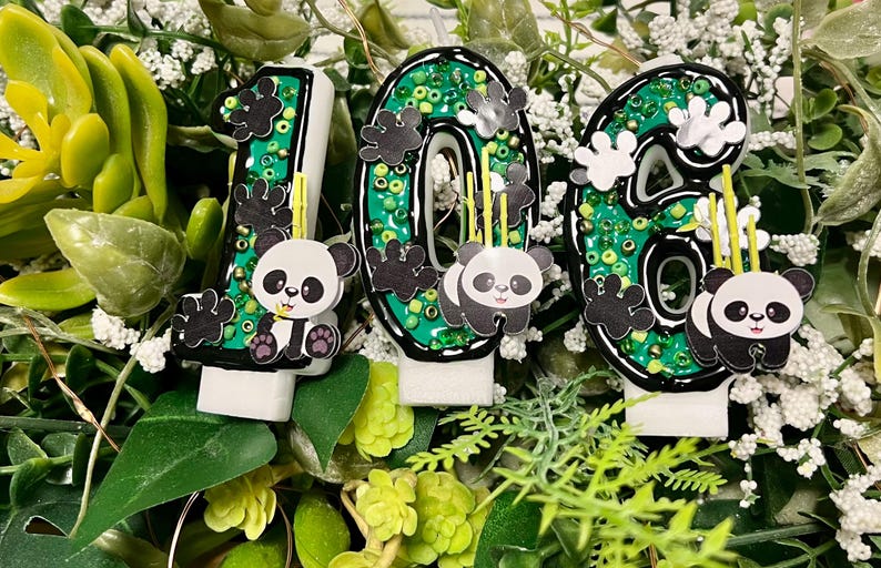 Panda Birthday Number Candle: Custom Colors image 2