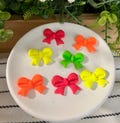 Neon Fondant Bow Cupcake Toppers: Bright Cake Decorations - 20 Piece Set