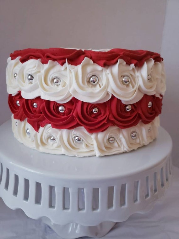 Fake Rosette Cake - Red and White Fake Cake - Christmas Fake cake - Faux Cake. Il_570xn