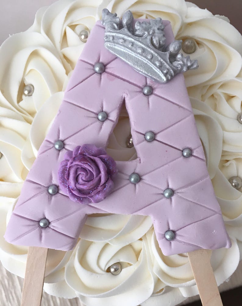 Cake topper letter fondant topper. Princess letter cake Etsy