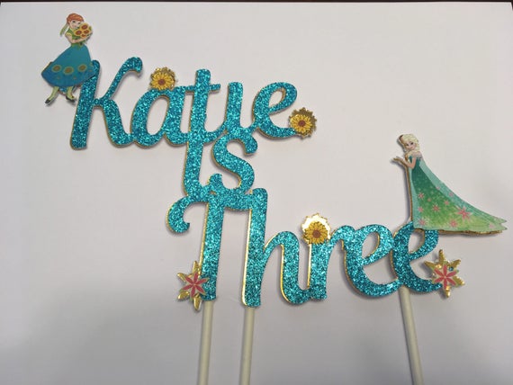 Custom name cake topper. Glitter name cake topper( frozen fever inspired ) Il_570xn