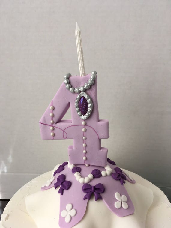 Birthday candle cake topper. Sofia the first candle inspiration .Purple and Silver Candle. Il_570xn