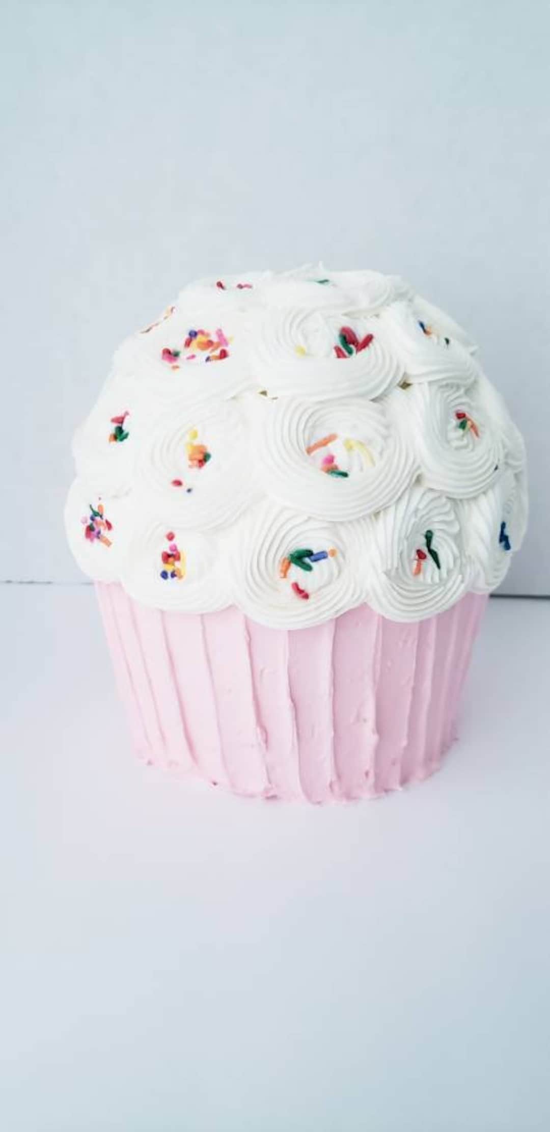 DEZICAKES Fake Cupcake White Birthday Artificial Food Confetti Cupcake