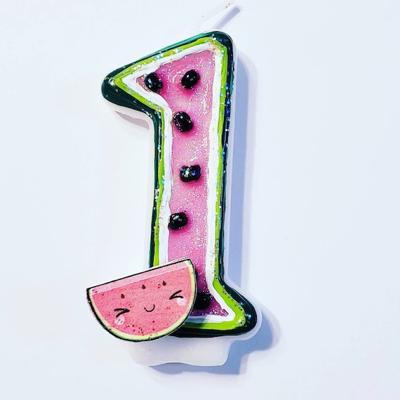 Watermelon Birthday Candle. One melon Candle. Il_570xn