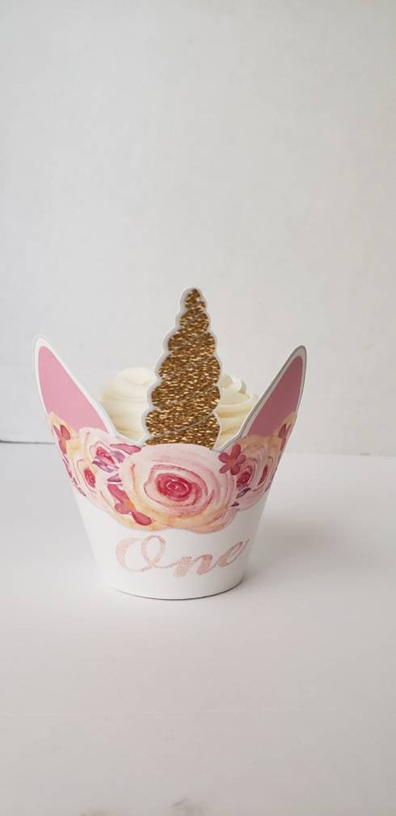 Pink and Gold unicorn cupcakes wrappers. Il_570xn