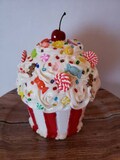 Jumbo Faux Cupcake: Candy Sprinkles, Artificial Cherry