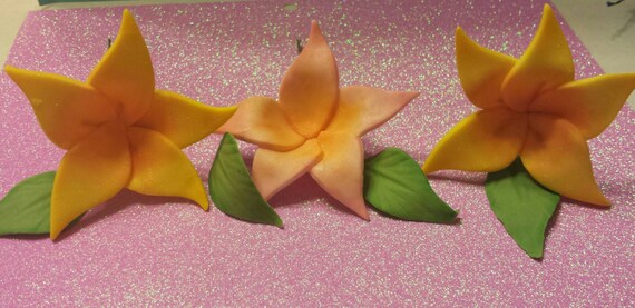 Flowers fondant cakes topper.Plumeria fondant cake topper. Hawaiian fondant cake topper. Il_570xn