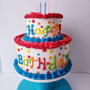 Rainbow Fake cakes. Faux birthday cakes. Rainbow party. Preschool Prom cake.