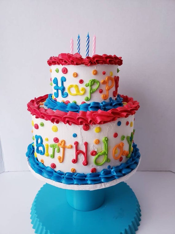 Rainbow Fake cakes. Faux birthday cakes. Rainbow party. Preschool Prom cake. Il_570xn