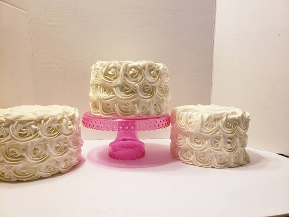 White Rosettes Fake Cake. Fake frosting. Fake cake birthday Il_570xn