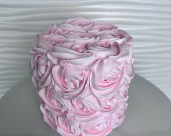 Fake cakes: Pastel pink color. Rossete Cake .4x4 inch / 8 x 4 inch