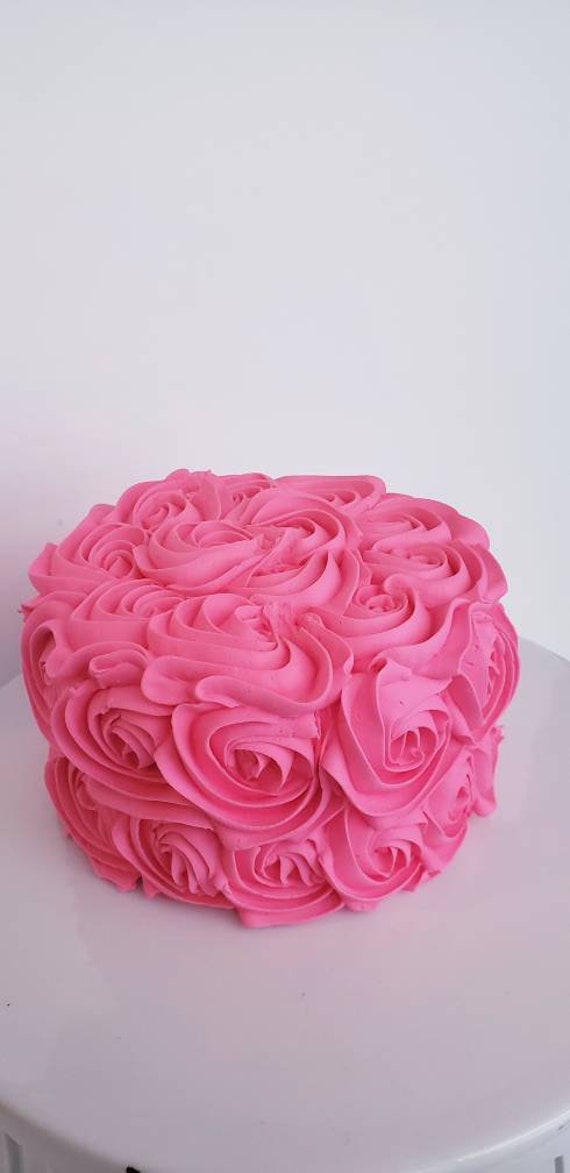 Fake cakes: Hot pink rosette cakes fakes/faux. 4 x 4 inch Il_570xn