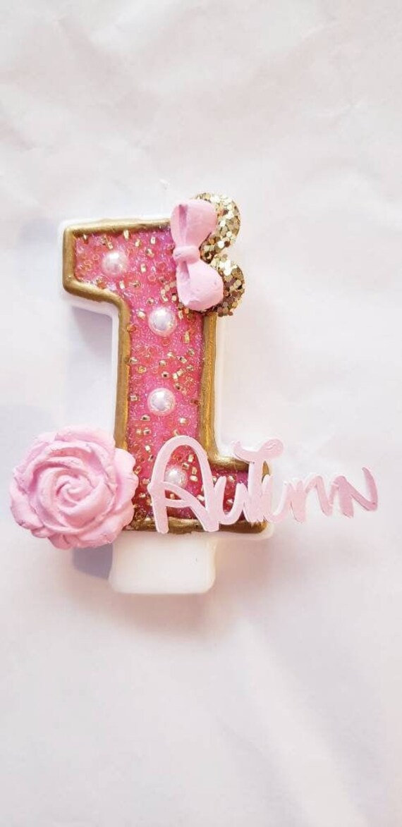 Gold-Pink birthday candles Minnie mouses inspired . Minnie gold party Il_570xn