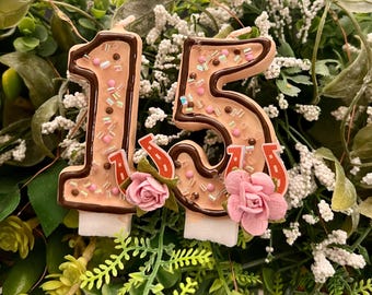 Cowgirl Cowboy Birthday Number Candle, Western Rodeo Theme Party Candle, Custom Name Candle Boy Girl