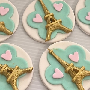Eiffel Tower Fondant Cupcake Toppers: Paris Party Decorations
