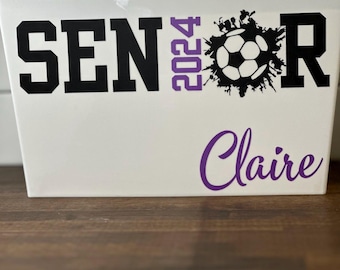 Personlig examenskorg för seniorer, anpassad sporthink för examen, fotboll, basket, fotboll, examenspresent, seniorkväll
